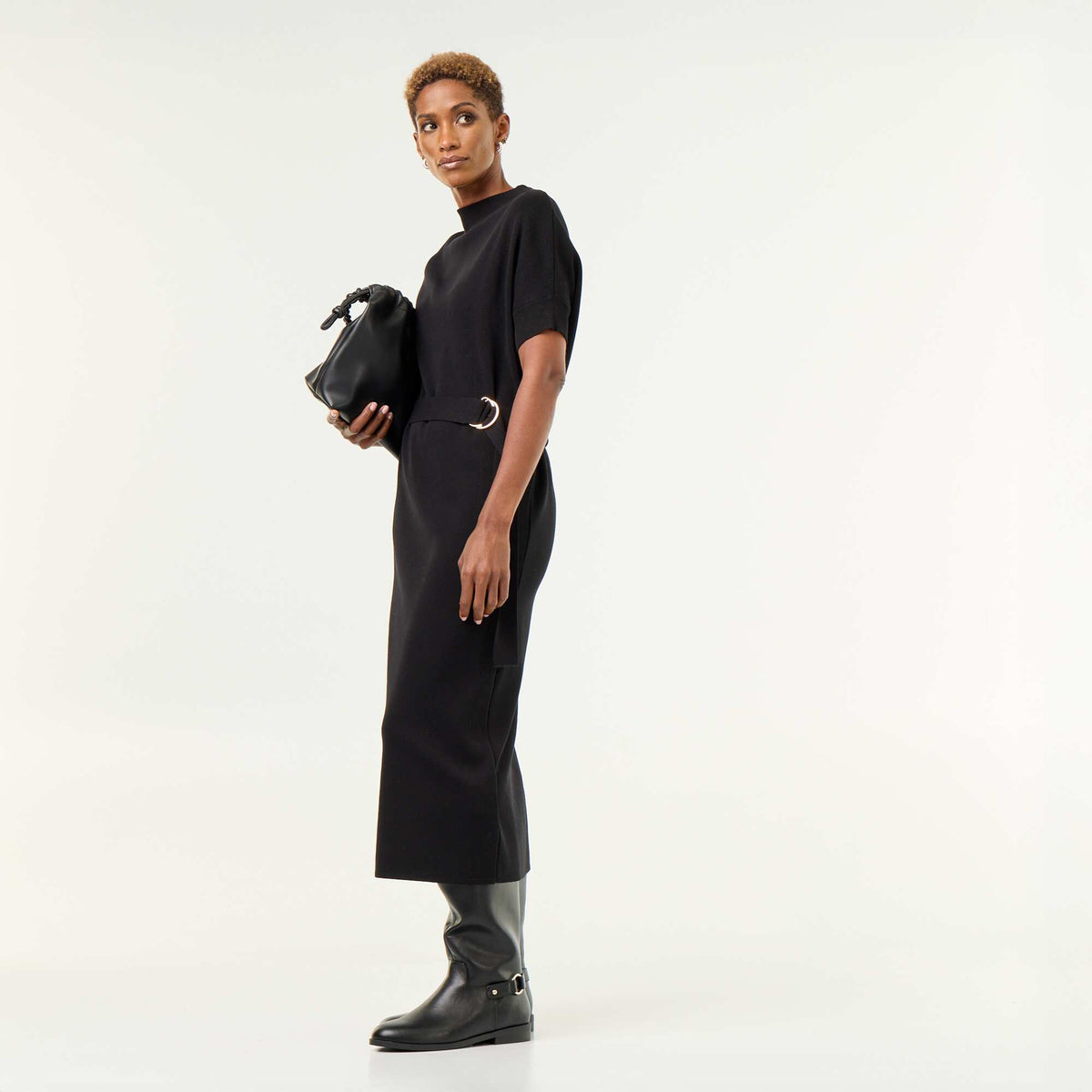 Heavy knit dress BLACK