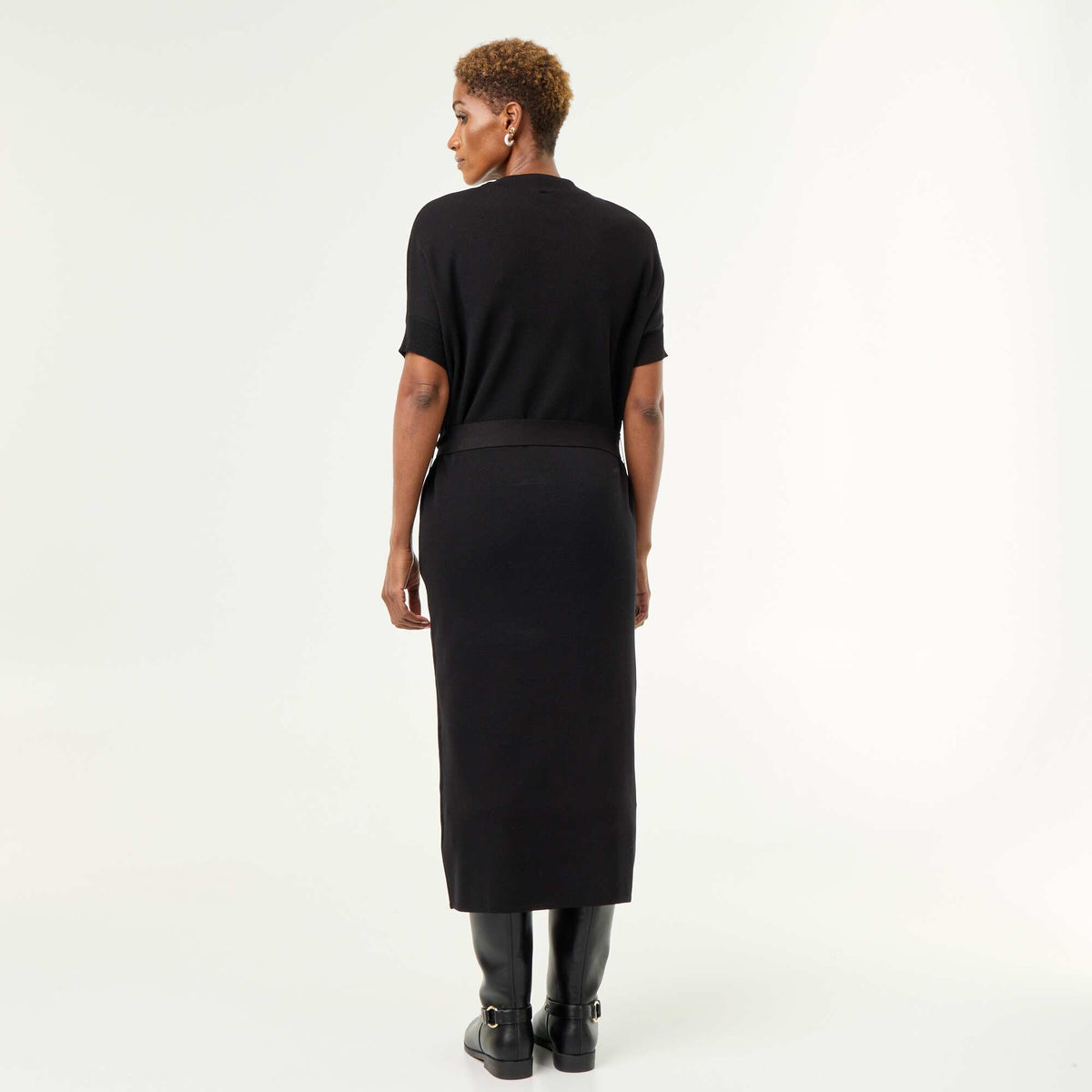 Heavy knit dress BLACK