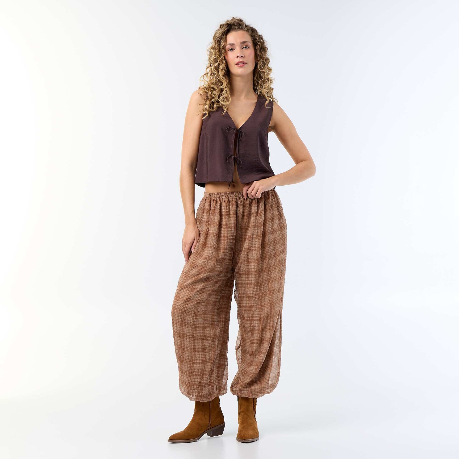 Lightweight balloon-fit trousers BEIGE