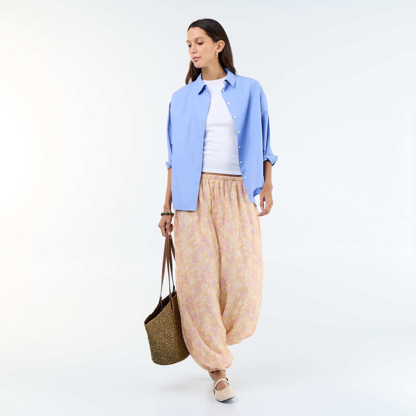 Lightweight balloon-fit trousers WHITE