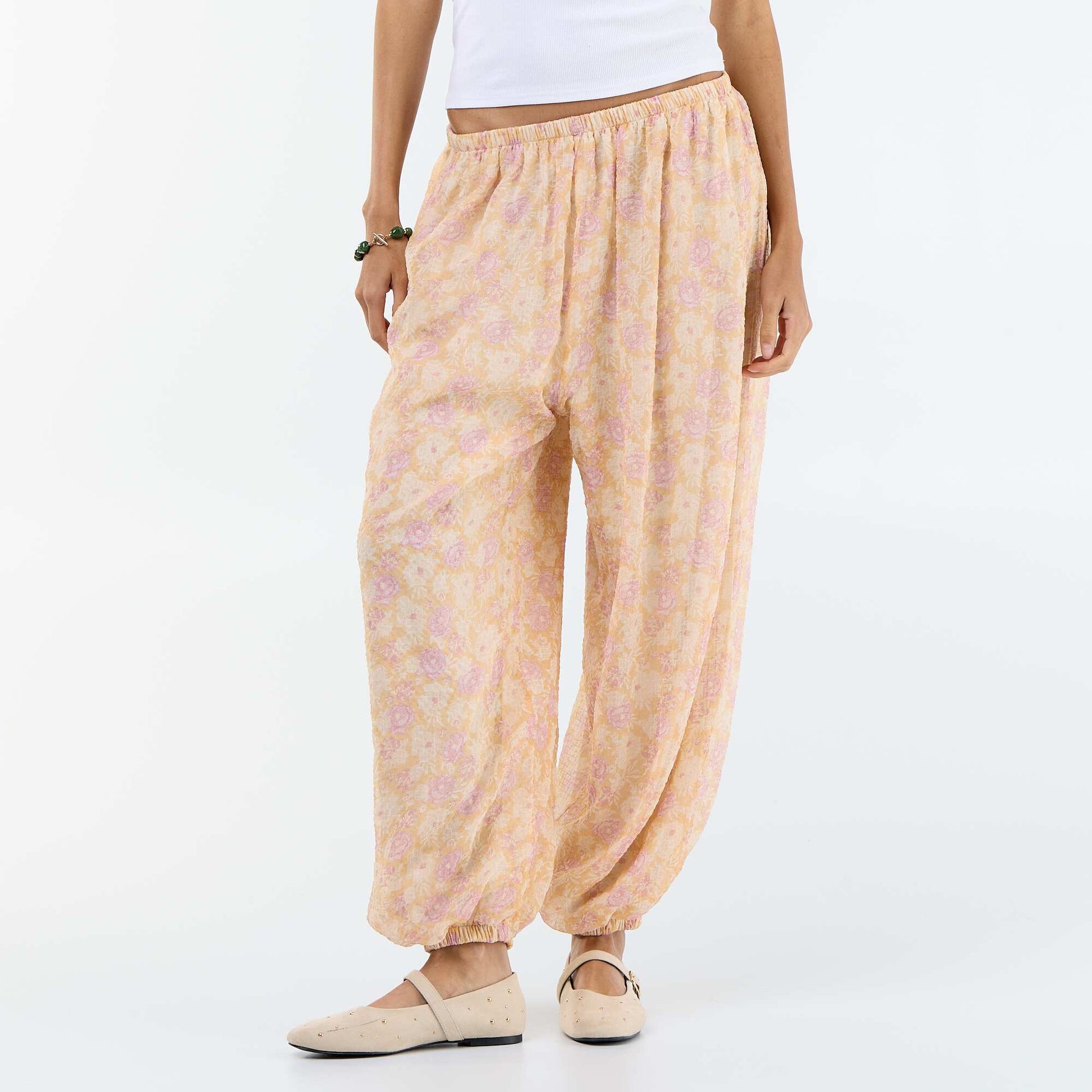 Lightweight balloon-fit trousers WHITE