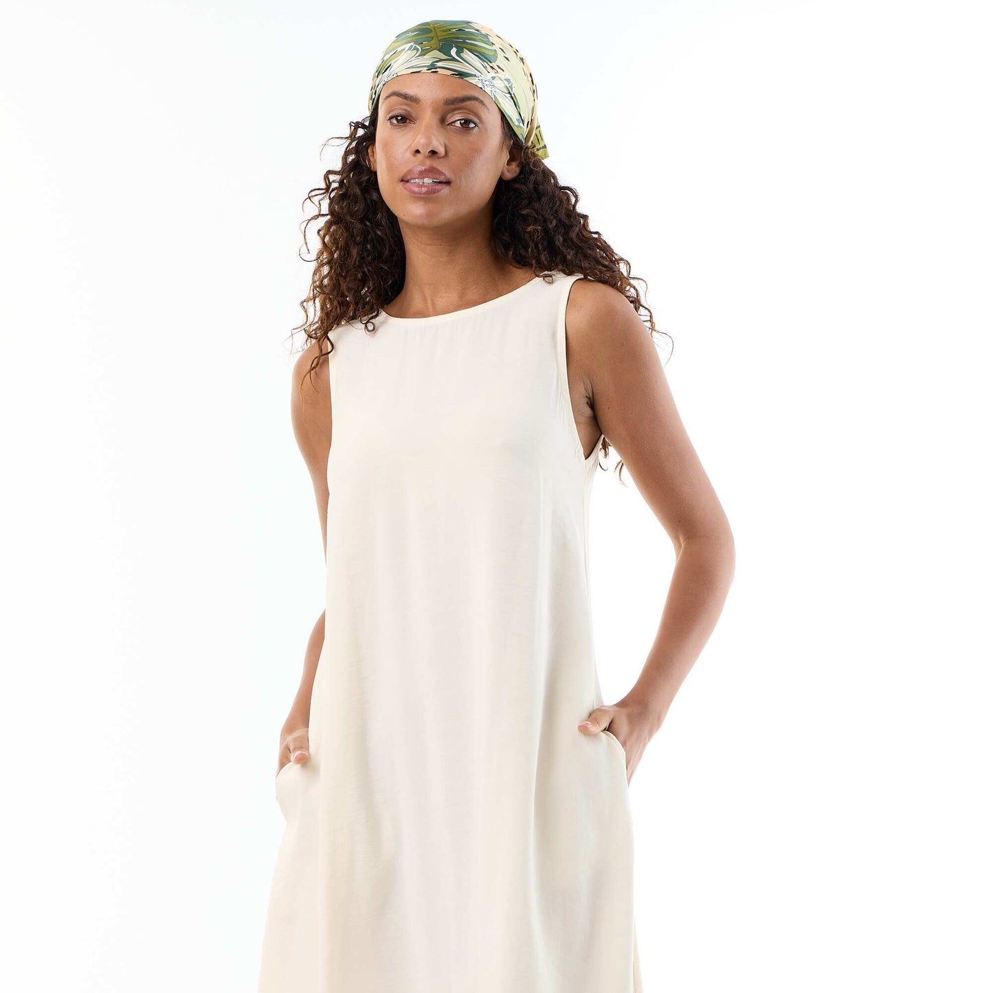Long loose-fit dress WHITE