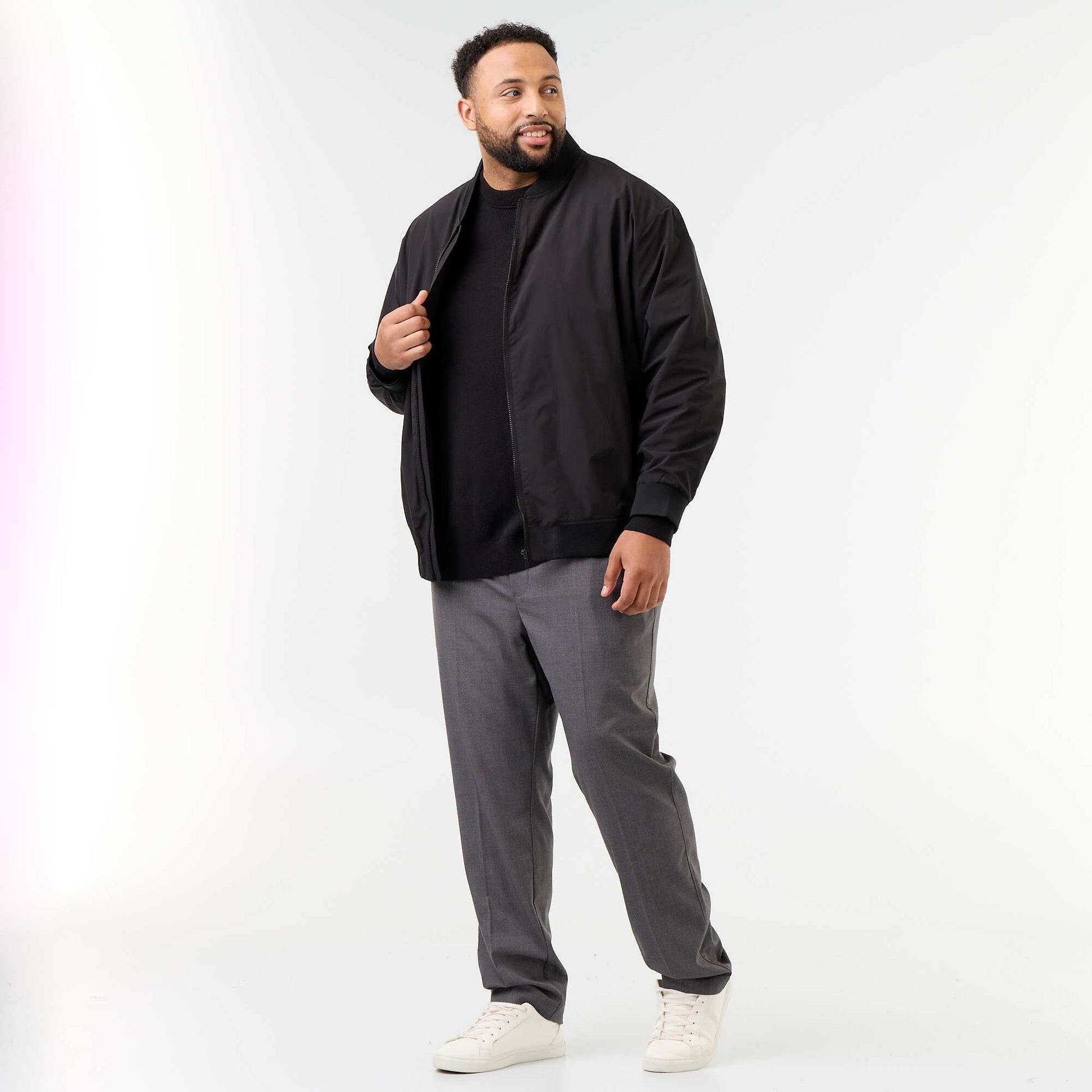 Plain Zip-Up Jacket BLACK