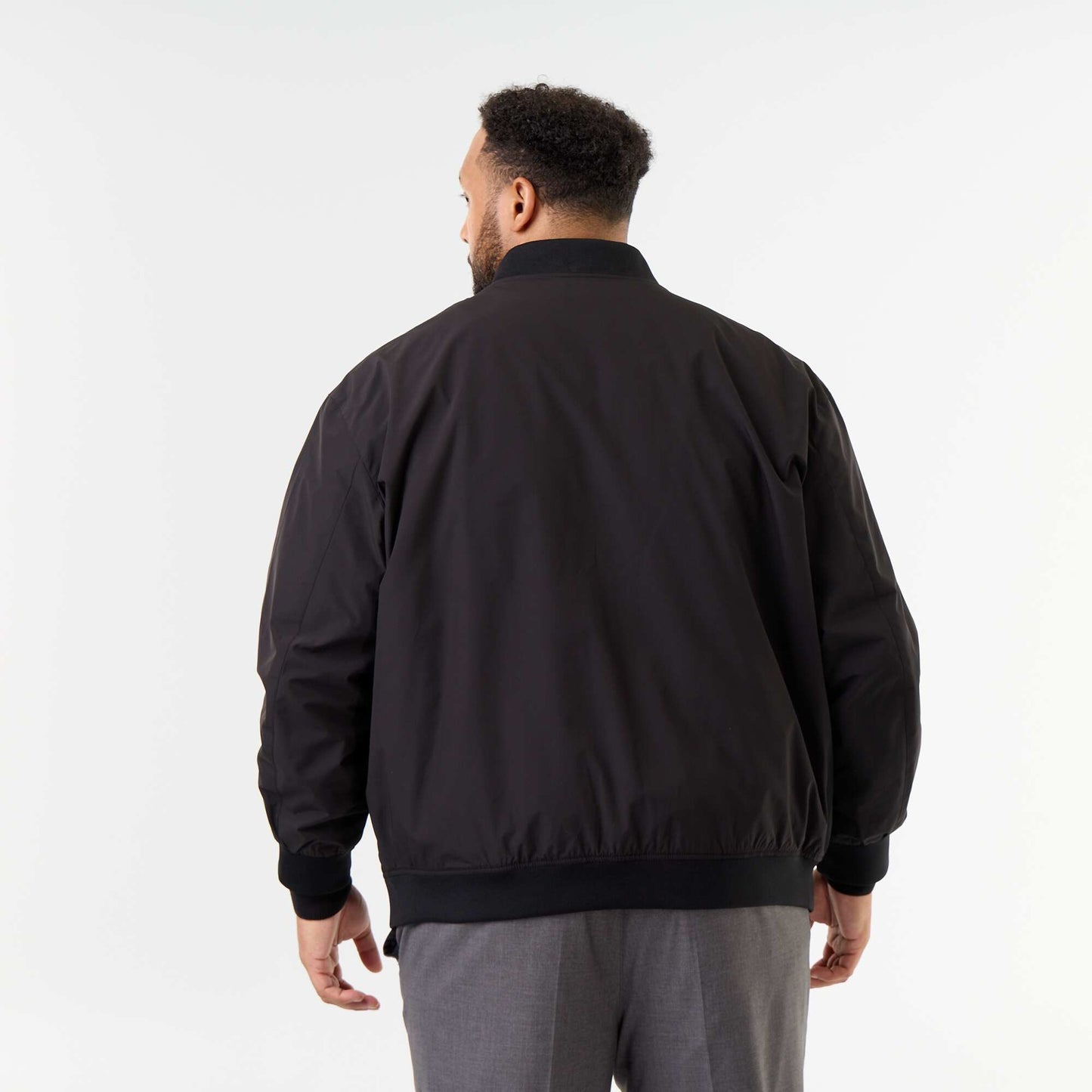 Plain Zip-Up Jacket BLACK