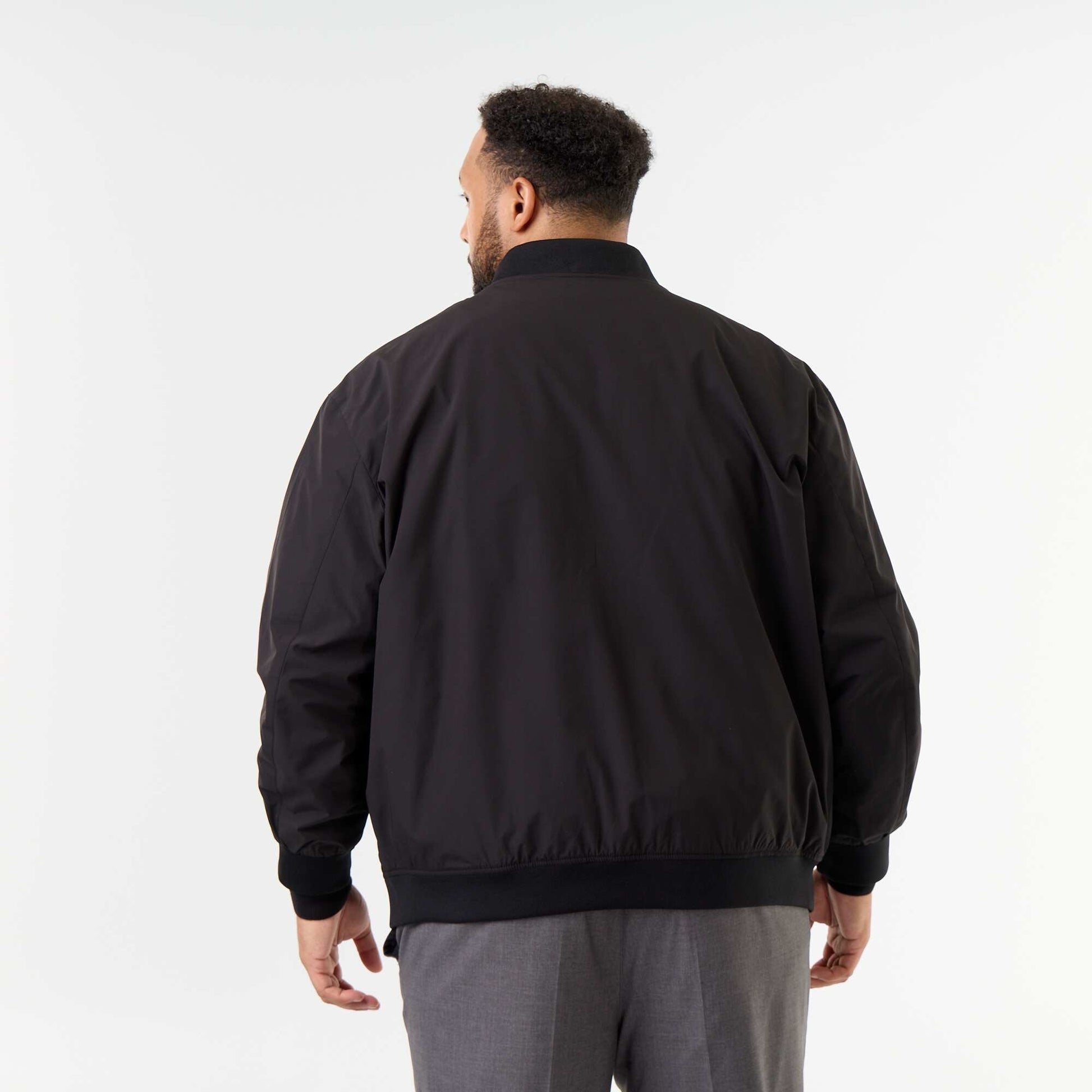 Plain Zip-Up Jacket BLACK