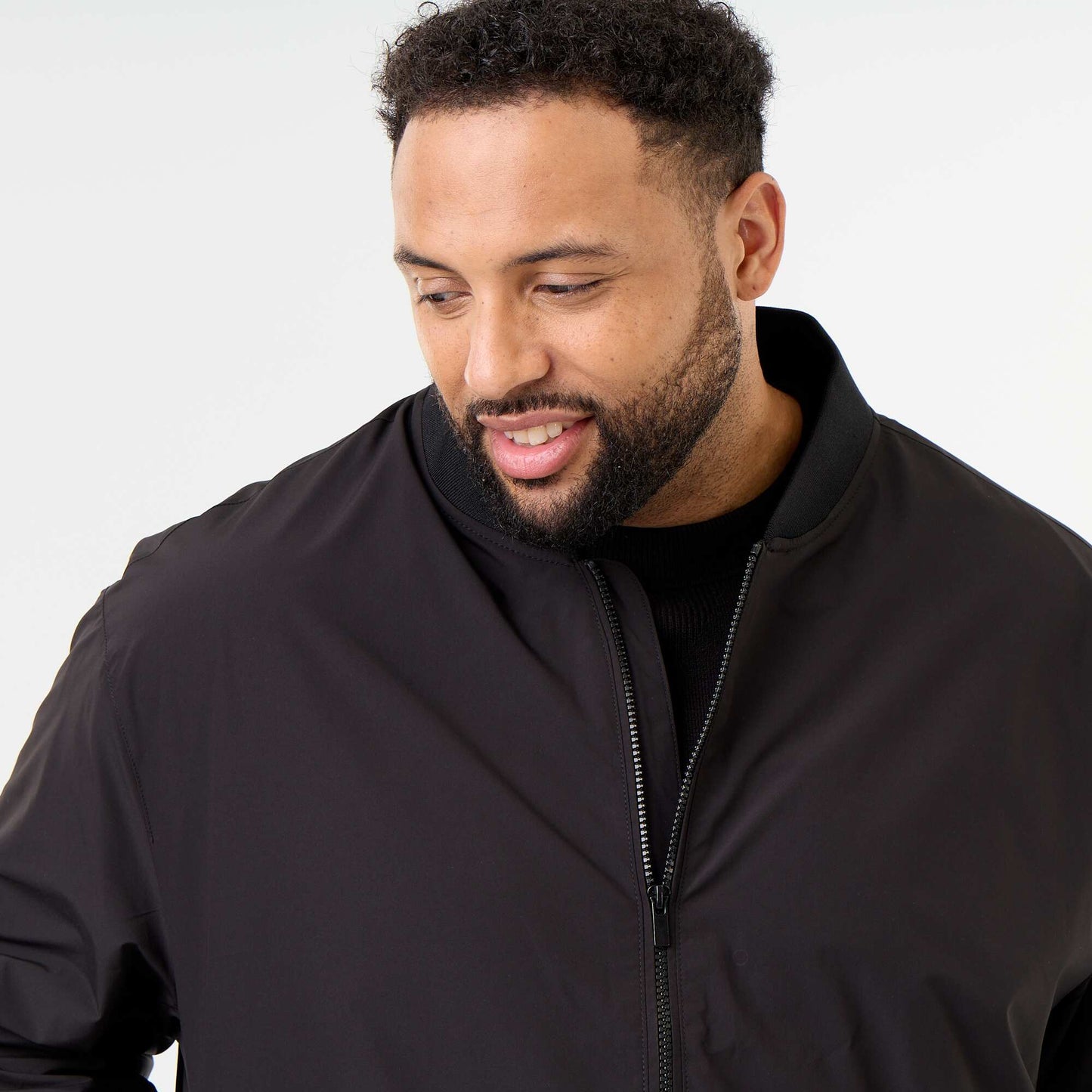 Plain Zip-Up Jacket BLACK