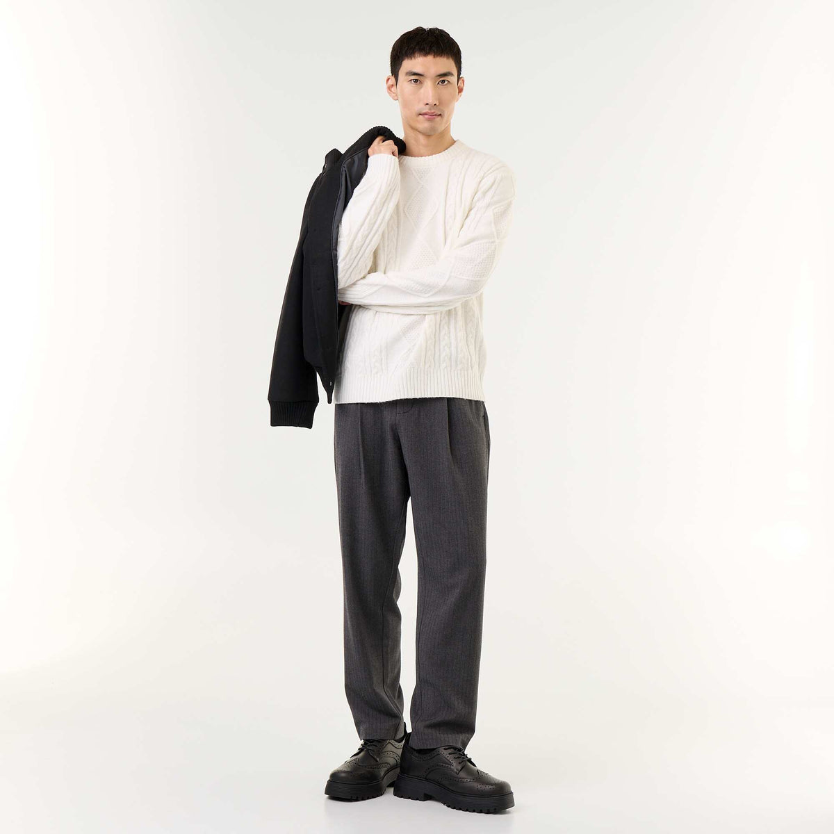 Soft Fabric Pleated Trousers GREY