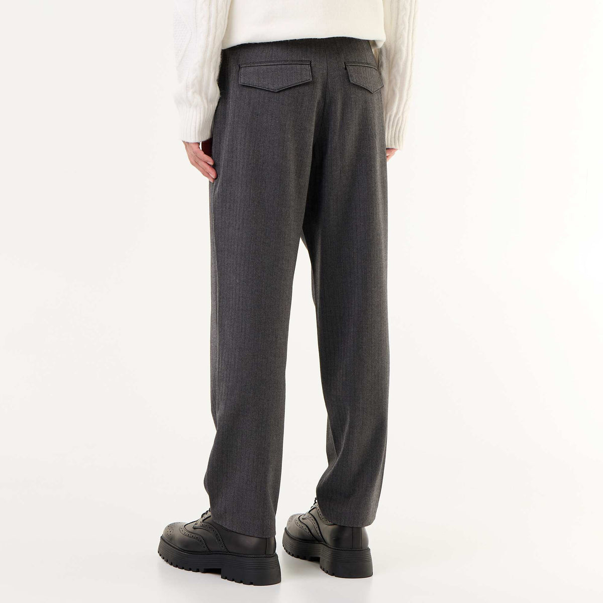 Soft Fabric Pleated Trousers GREY