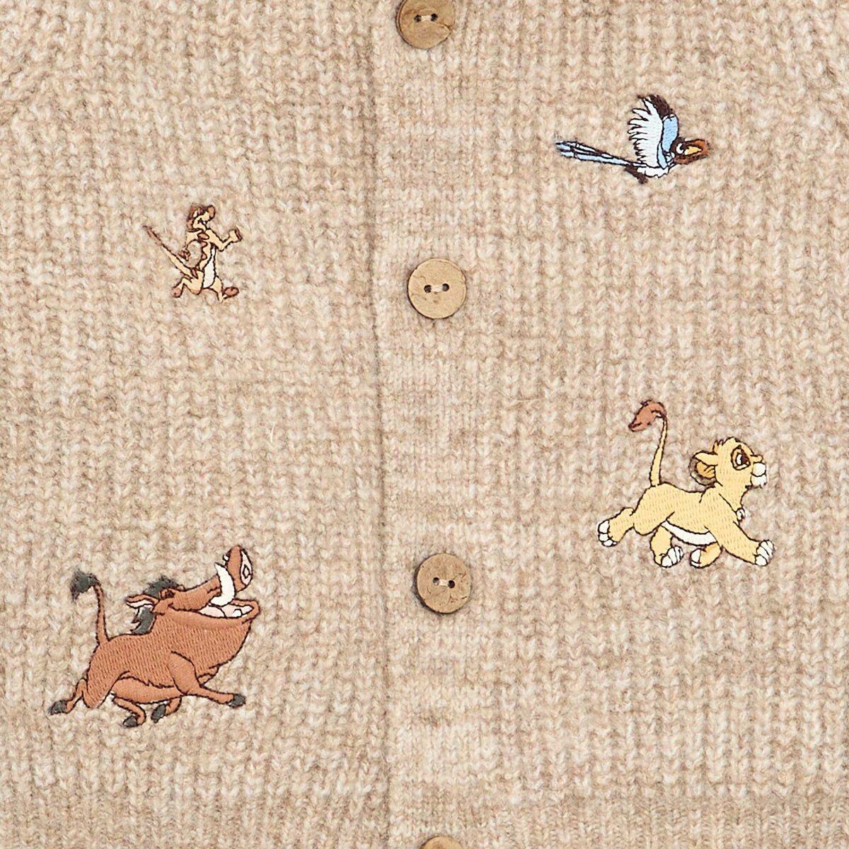 'Simba' 'Disney' Cardigan with Embroidery BEIGE