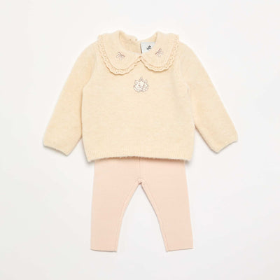 Disney 2-piece knitted set - Sweater + leggings BEIGE