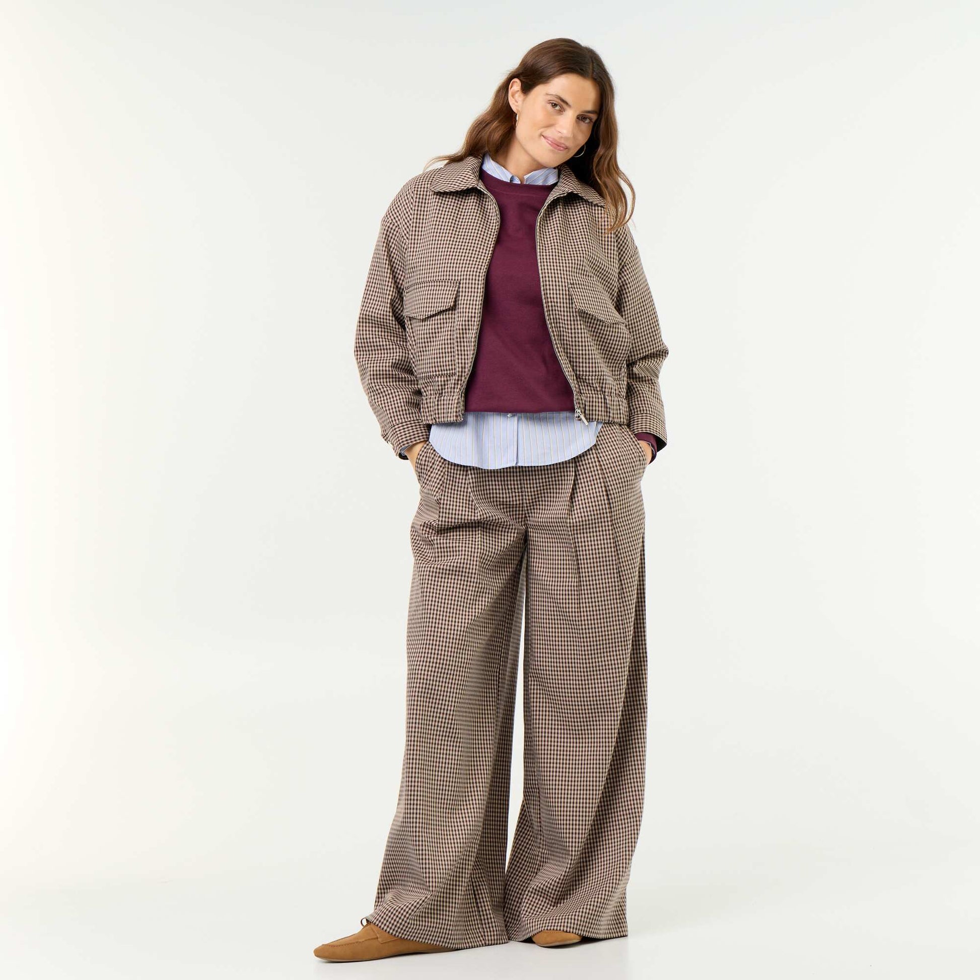 High-waisted wide-leg pants BROWN