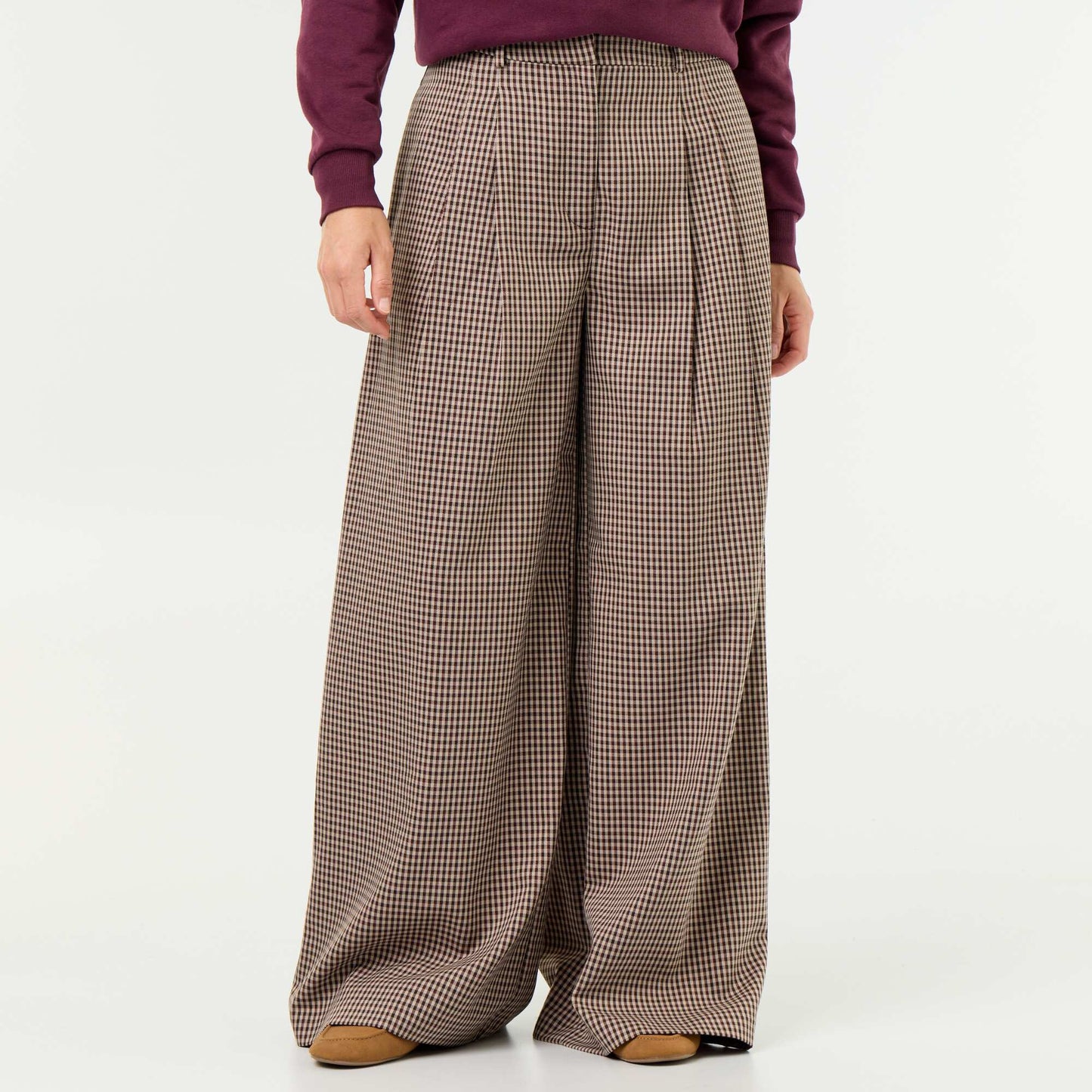 High-waisted wide-leg pants BROWN