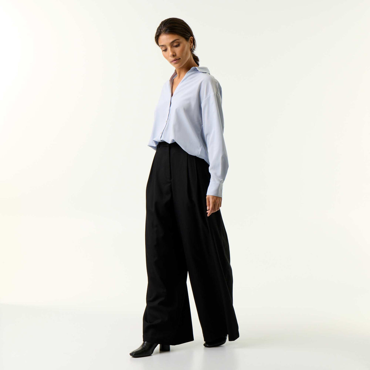 High-waisted wide-leg pants BLACK