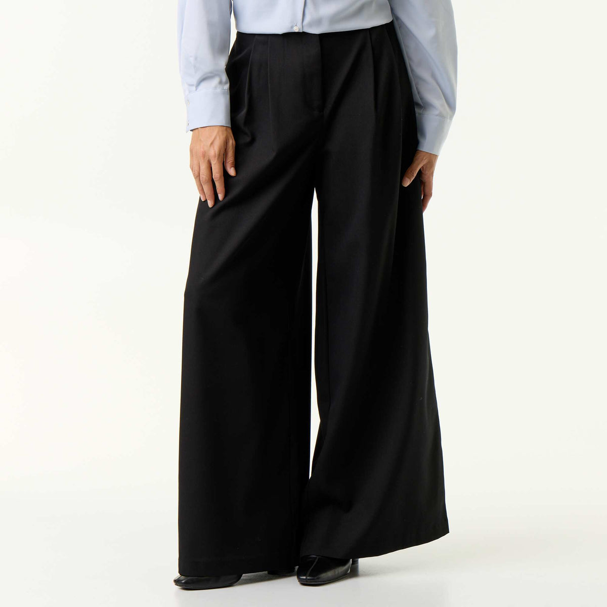 High-waisted wide-leg pants BLACK