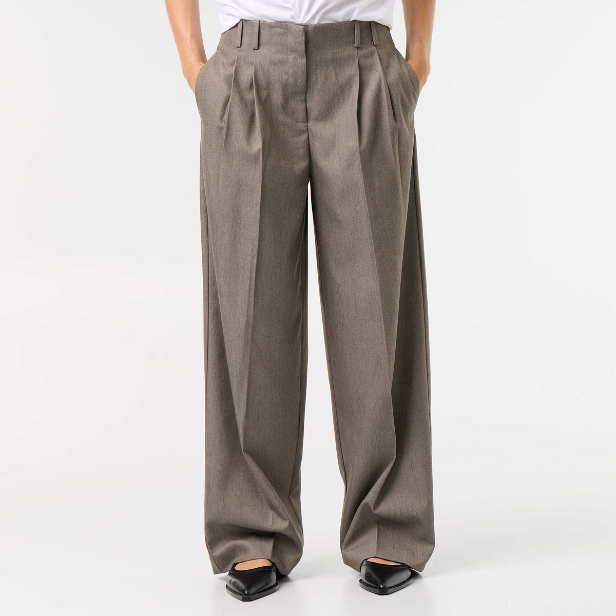 High-waisted wide-leg pants KHAKI
