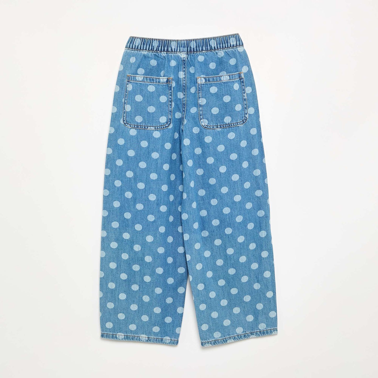 Polka Dot Barrel-Leg Denim Jeans BLUE