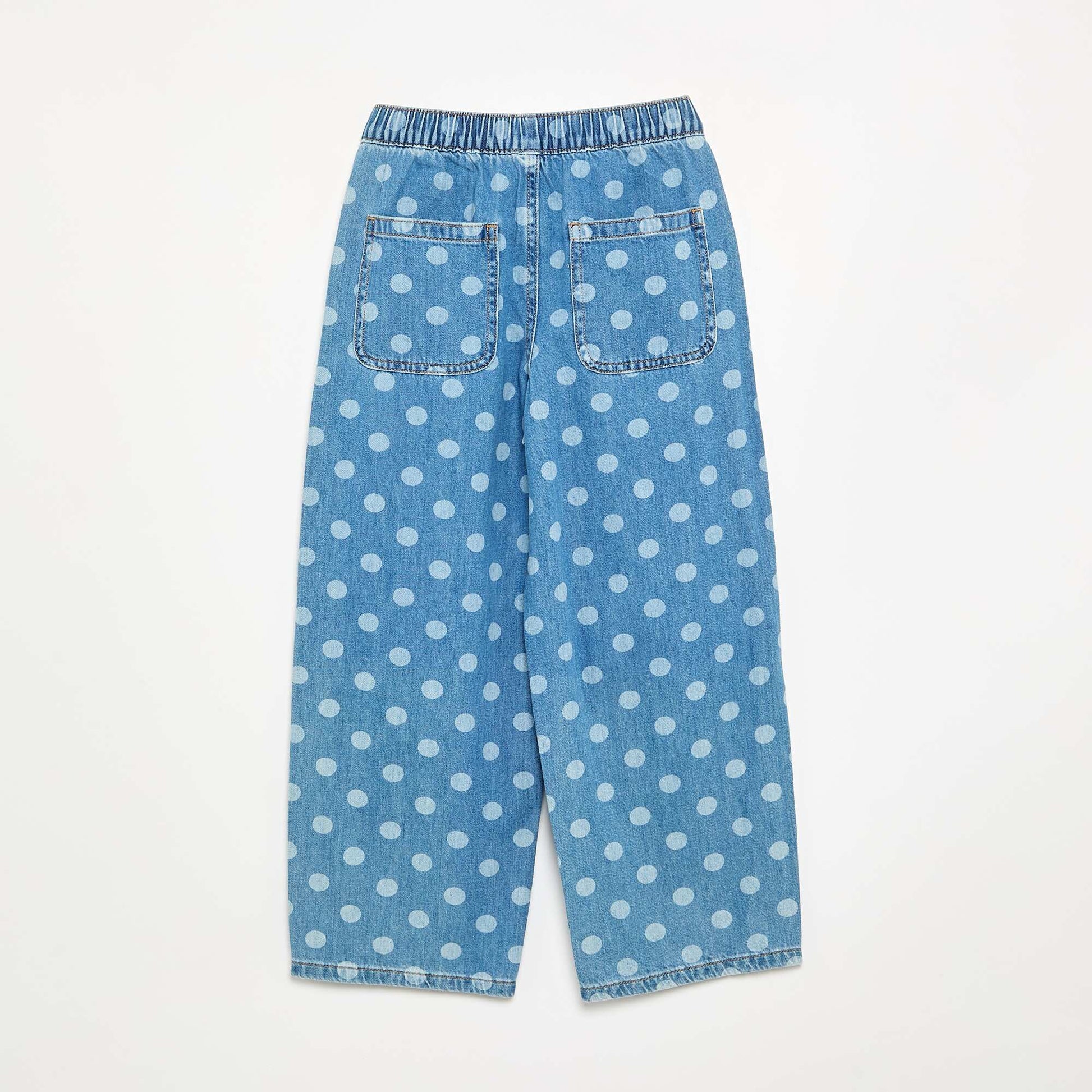Polka Dot Barrel-Leg Denim Jeans BLUE