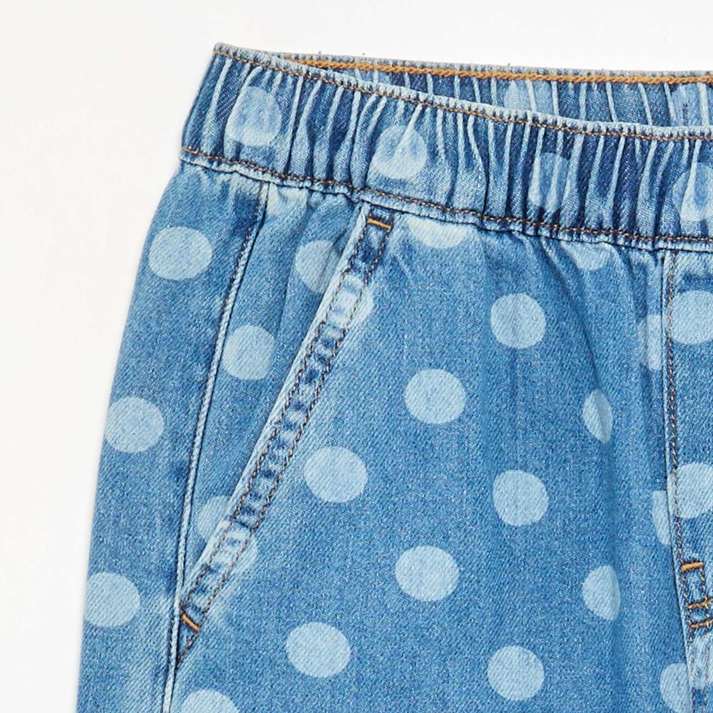 Polka Dot Barrel-Leg Denim Jeans BLUE