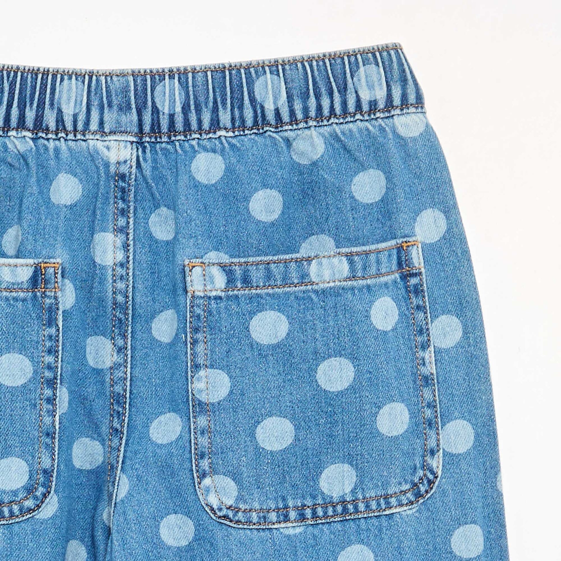 Polka Dot Barrel-Leg Denim Jeans BLUE