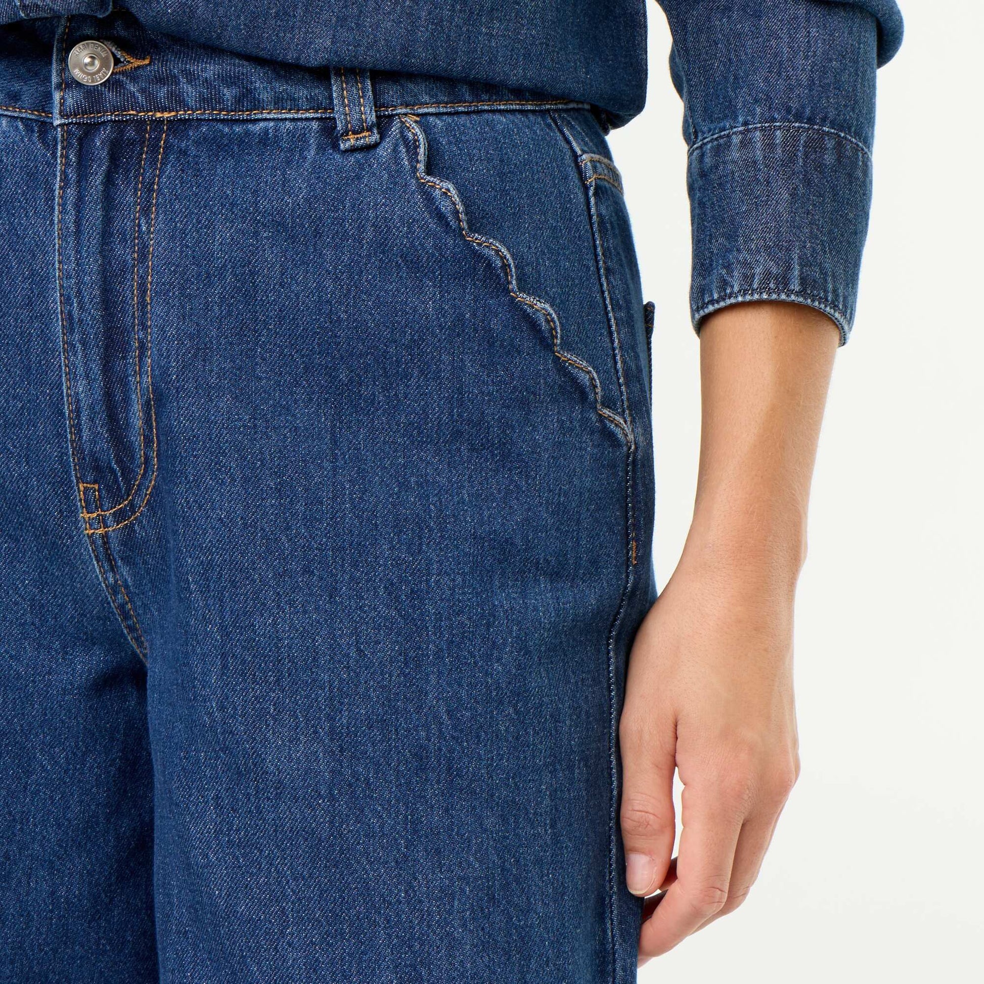 Wide leg jeans with cut-out pockets BLUE