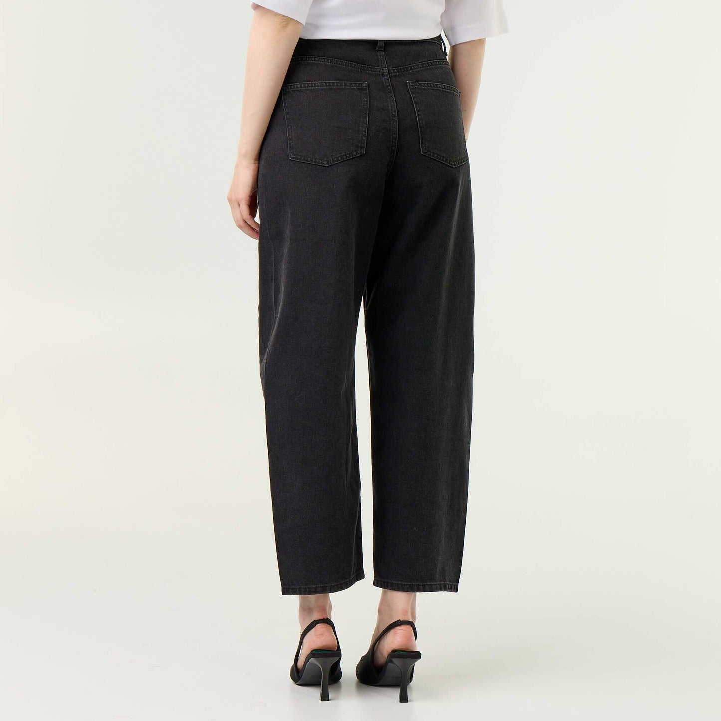 Wide-leg jeans with decorative studs BLACK