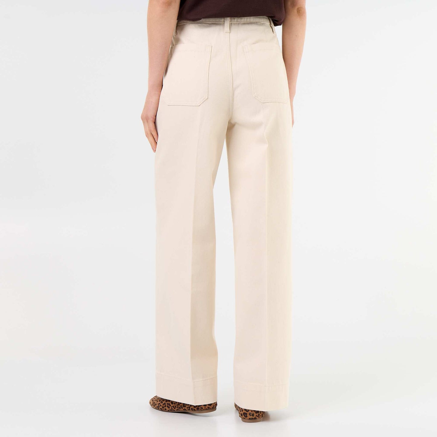 High-waisted wide-leg jeans with patch pockets WHITE
