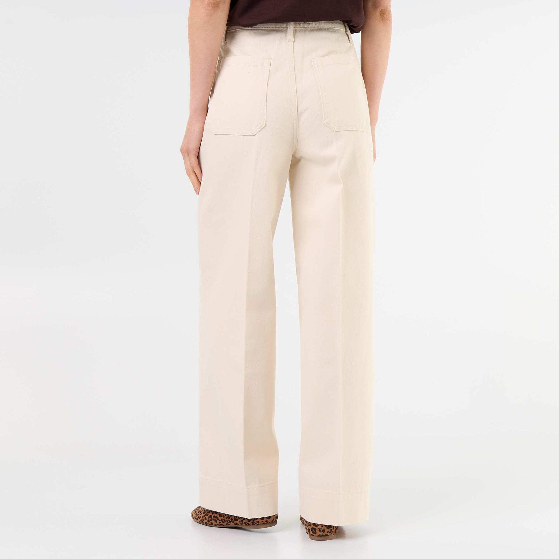 High-waisted wide-leg jeans with patch pockets WHITE