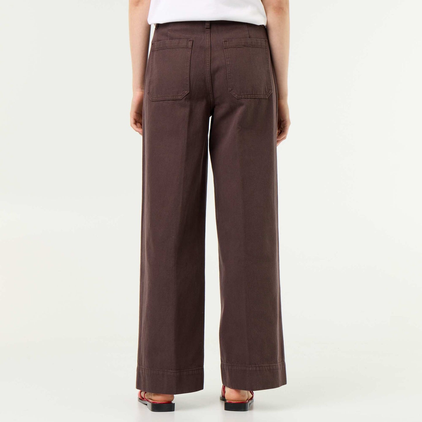 High-waisted wide-leg jeans with patch pockets BROWN