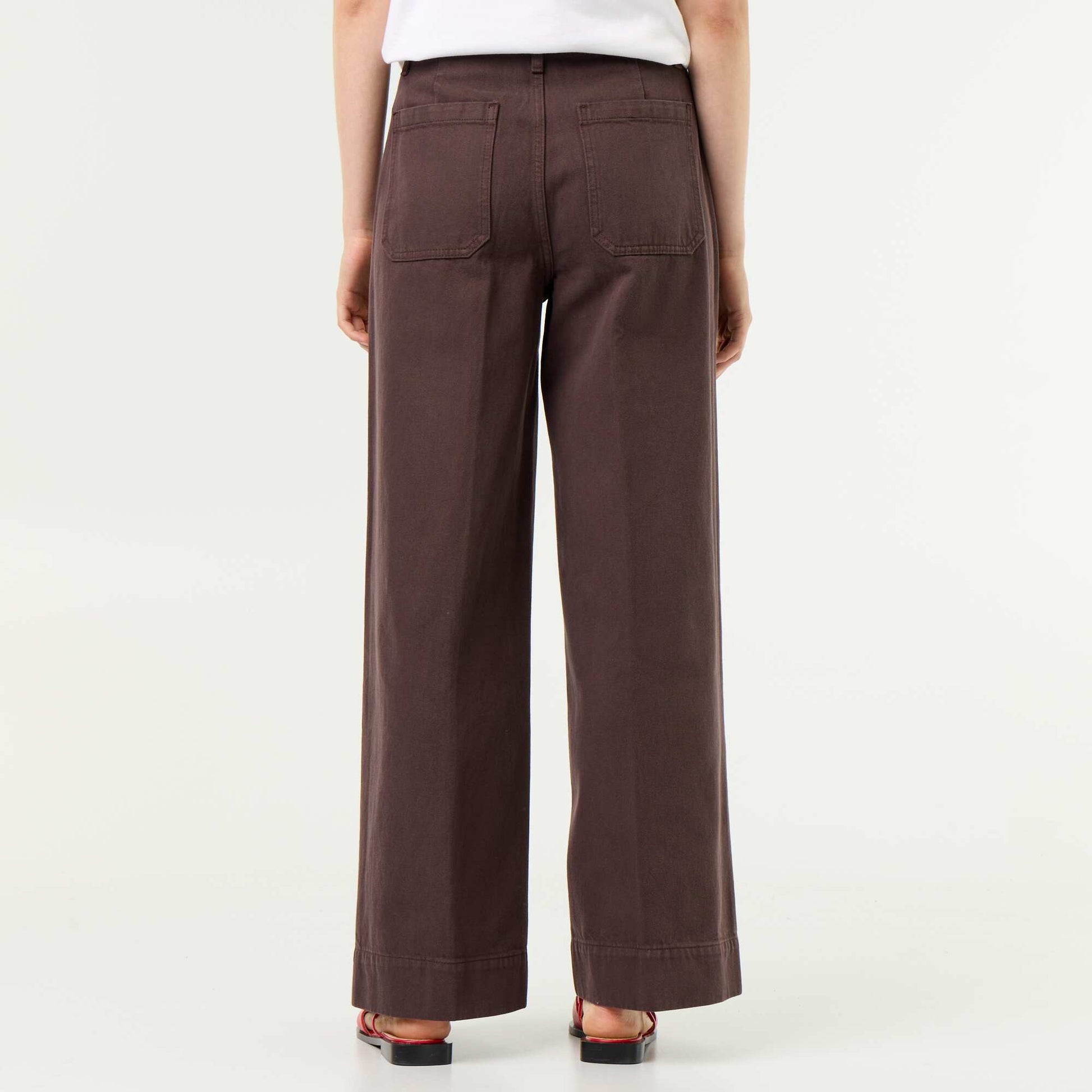 High-waisted wide-leg jeans with patch pockets BROWN