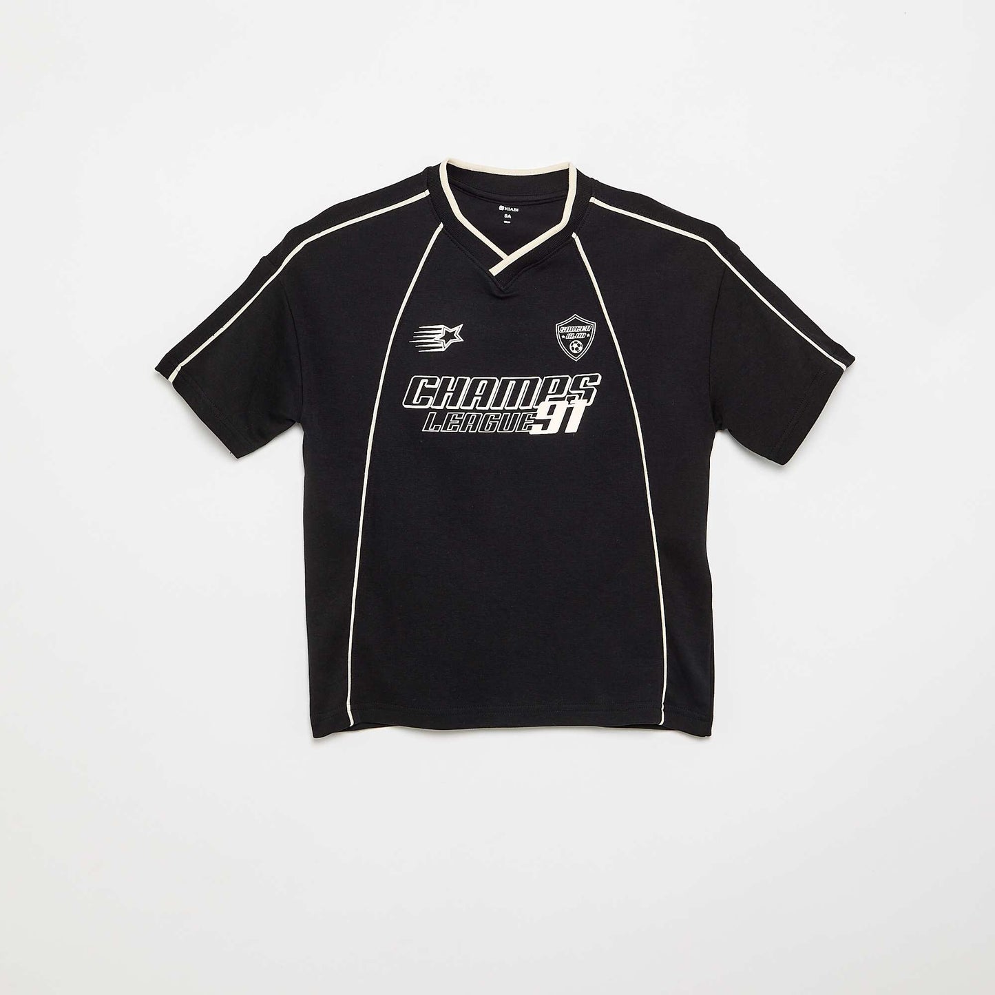 Short-sleeved V-neck T-shirt BLACK