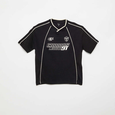 Short-sleeved V-neck T-shirt BLACK