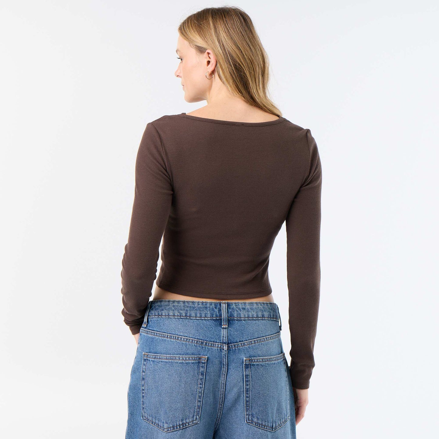 2-in-1 Tank Top T-shirt with Lace Collar BROWN