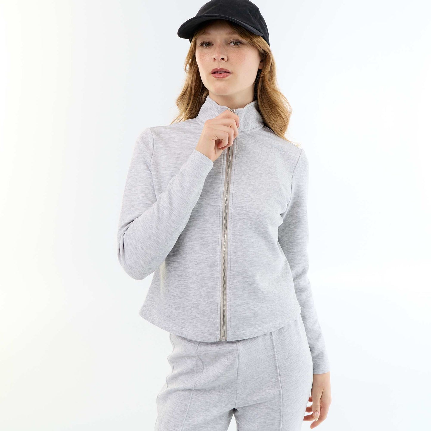 Zip-Up High-Neck Sweater GREY
