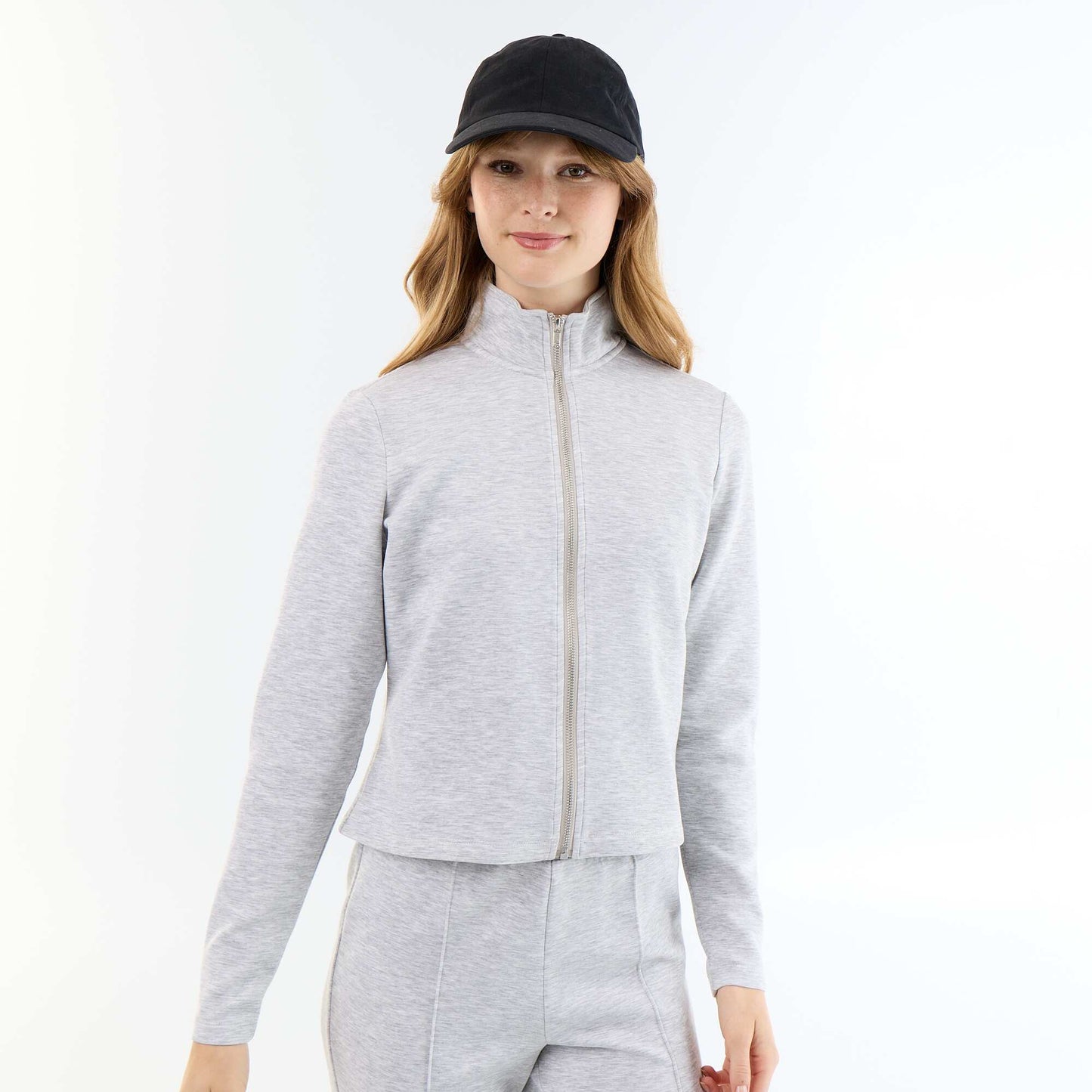 Zip-Up High-Neck Sweater GREY