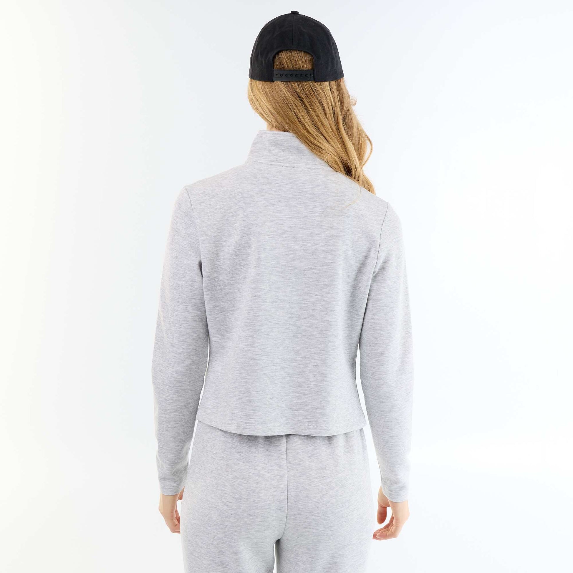 Zip-Up High-Neck Sweater GREY