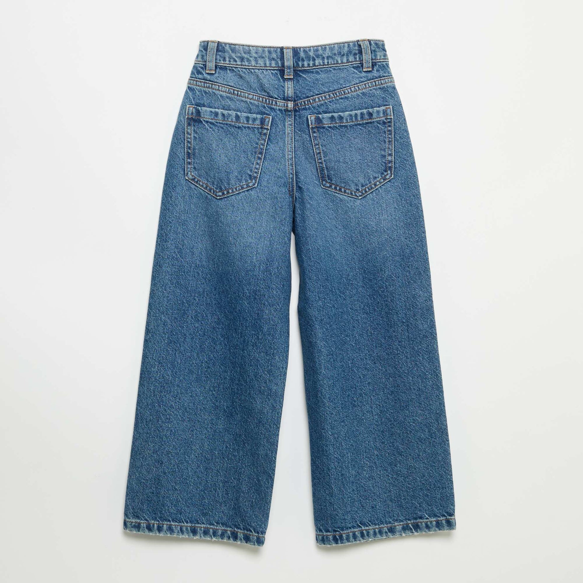 Wide Leg Pants with Heart Embroidery BLUE