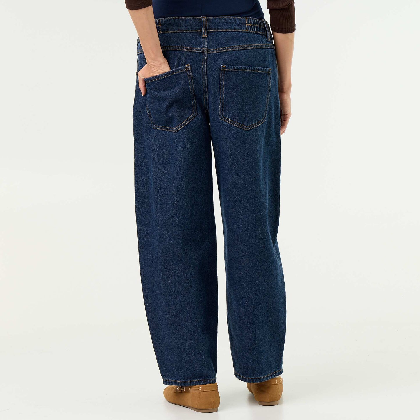 Maternity barrel-cut denim trousers BLUE