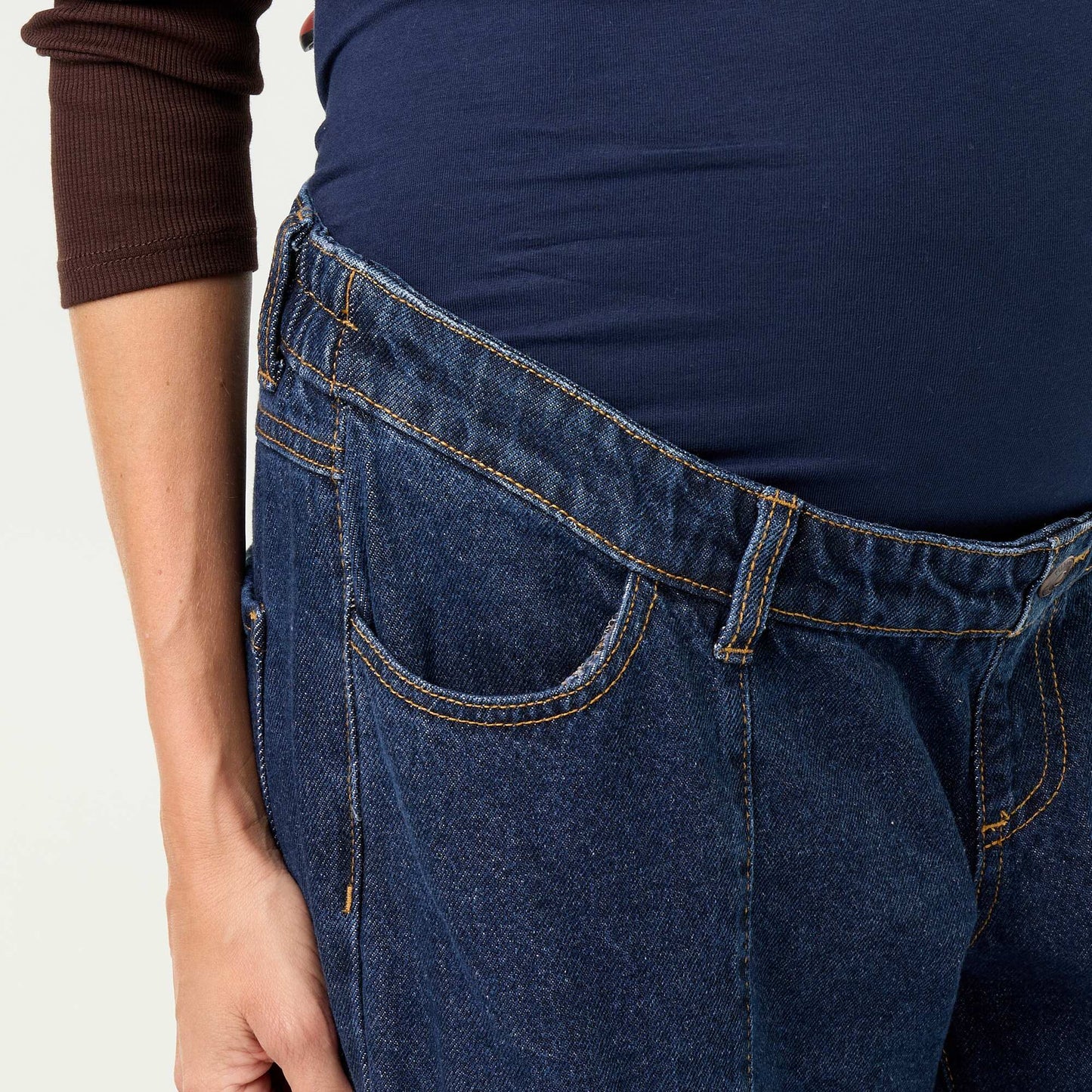 Maternity barrel-cut denim trousers BLUE