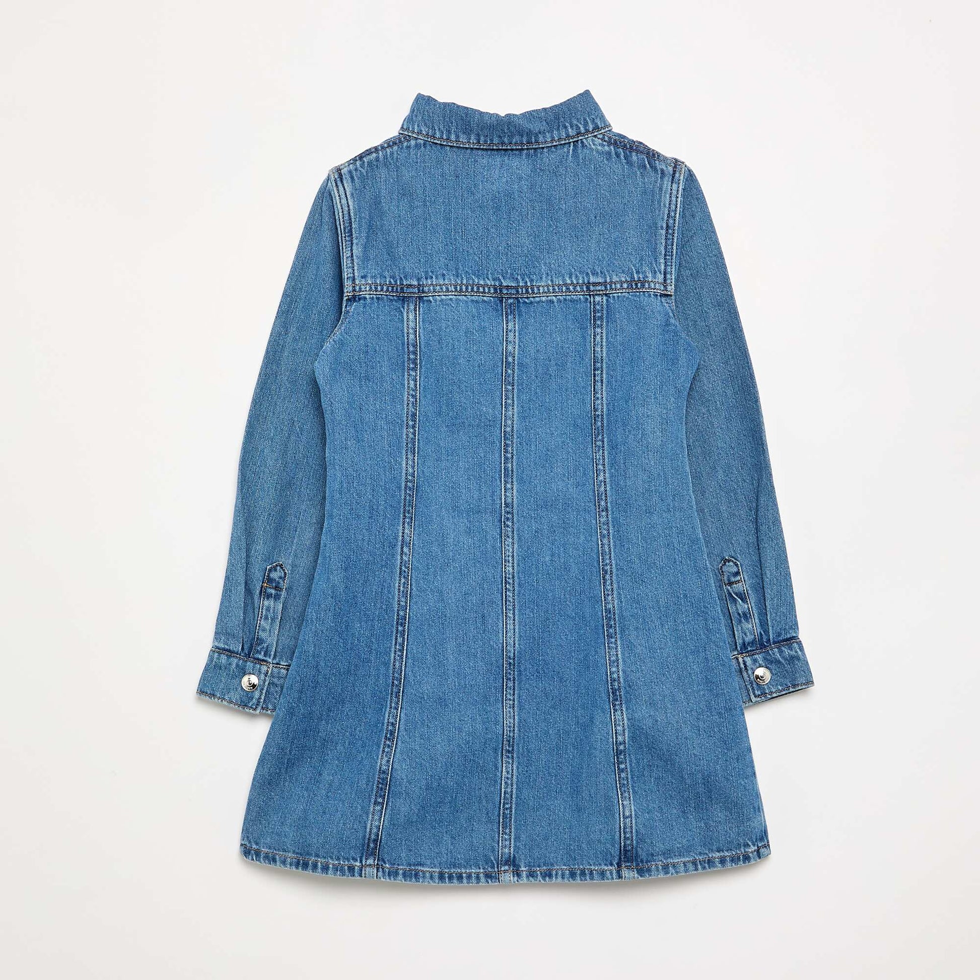 Long-sleeved denim dress with shirt collar BLUE