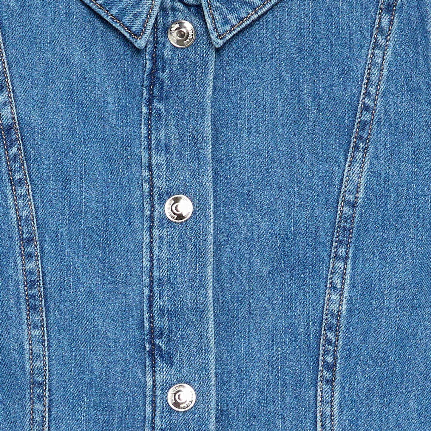 Long-sleeved denim dress with shirt collar BLUE