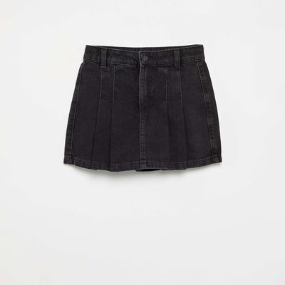 Short denim skort BLACK