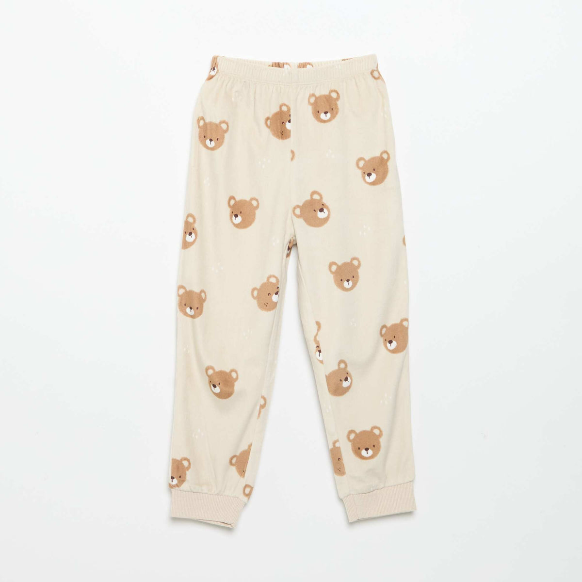 Fleece Pyjama Set with Animated Hood - 2 Pieces BEIGE