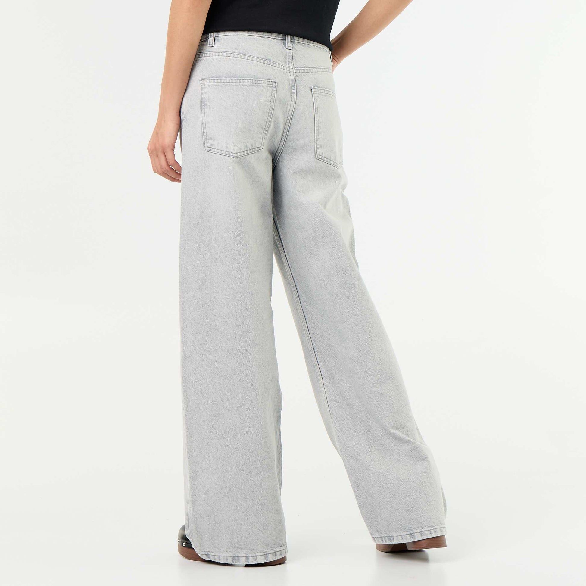 Barrel Jeans with Asymmetric Button Fly GREY