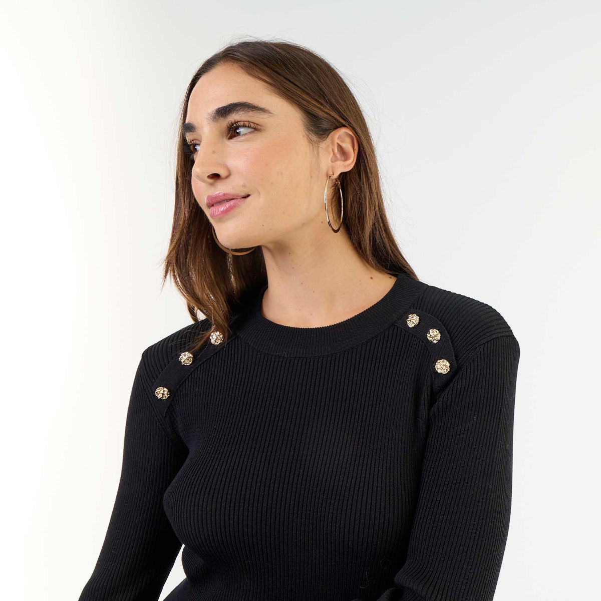 Long ribbed knit dress BLACK