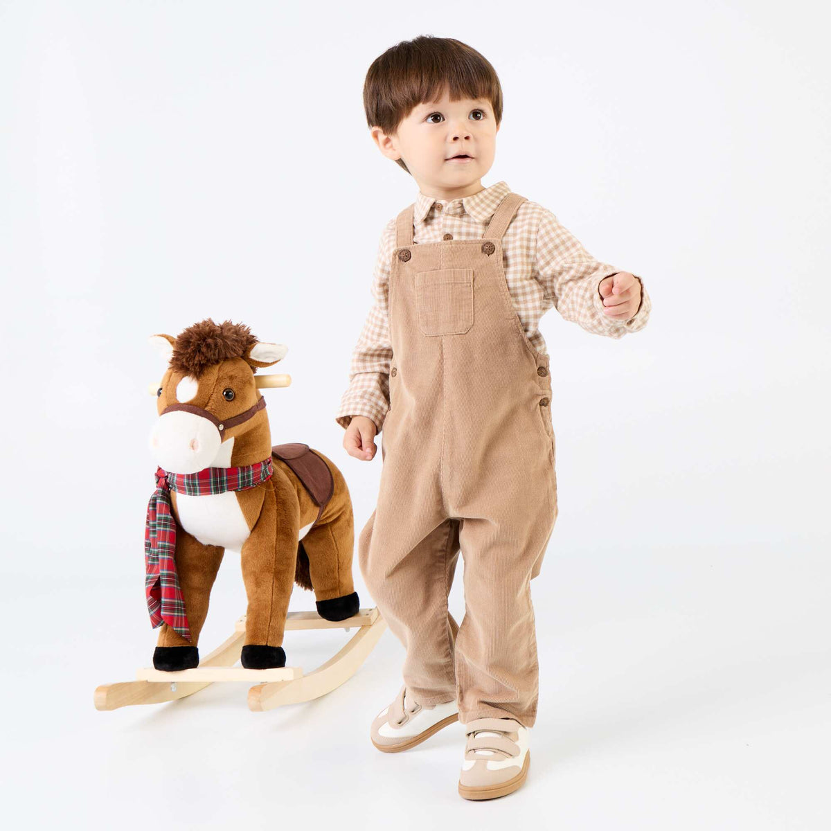 2-piece set - Long Dungarees + Long-sleeved Shirt BEIGE
