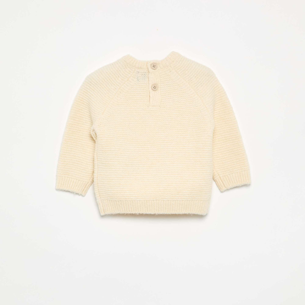 Solid cable knit sweater ECRU