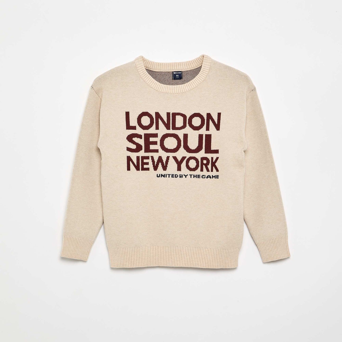 Printed long-sleeved sweater BEIGE