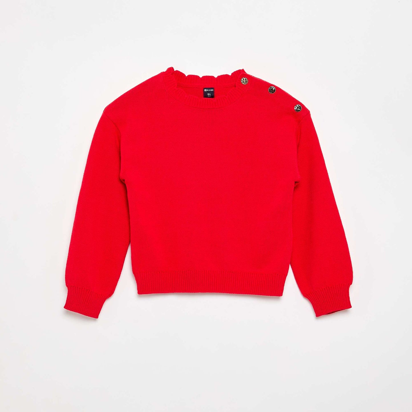Sweater with shoulder button opening RED