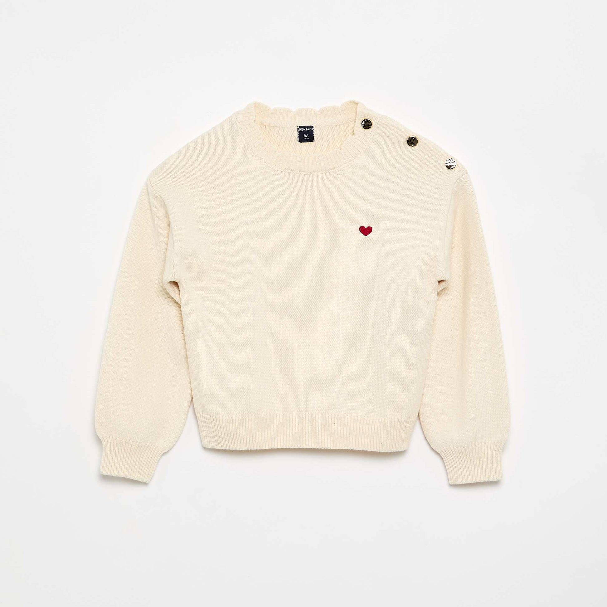Sweater with shoulder button opening WHITE