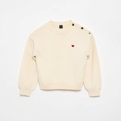 Sweater with shoulder button opening WHITE